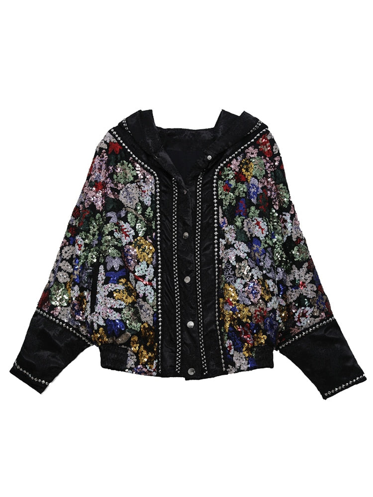 Harajuku Style Sequin Down Jacket for Women