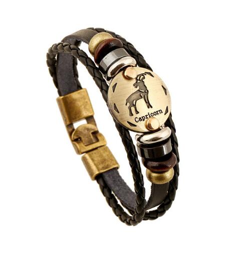 Zodiac Signs Bracelet with Bronze Alloy Buckles