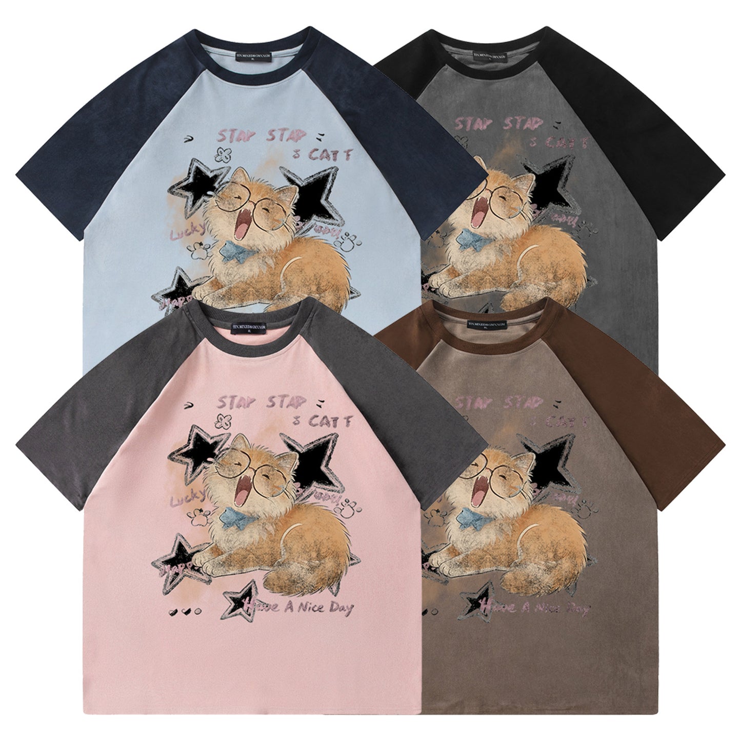 Funny Eyes Orange Cat Short Sleeve — Harajuku Street-Ready Tee