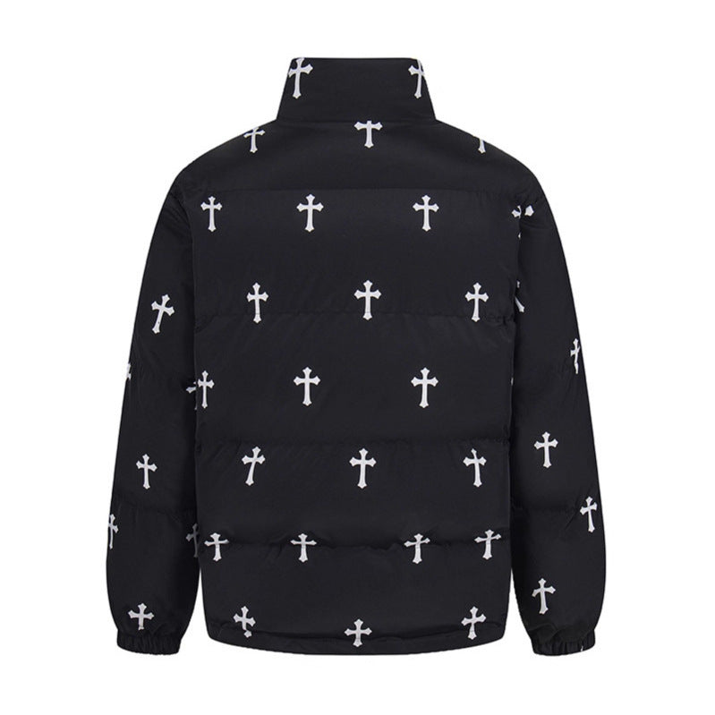 Print Stand Collar Cotton Coat Warm Puffer Jacket Thick Outerwear