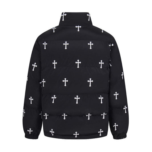 Print Stand Collar Cotton Coat Warm Puffer Jacket Thick Outerwear