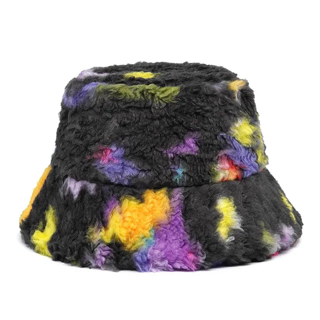 Harajuku Style Zebra Print Faux Fur Panama Bucket Hat