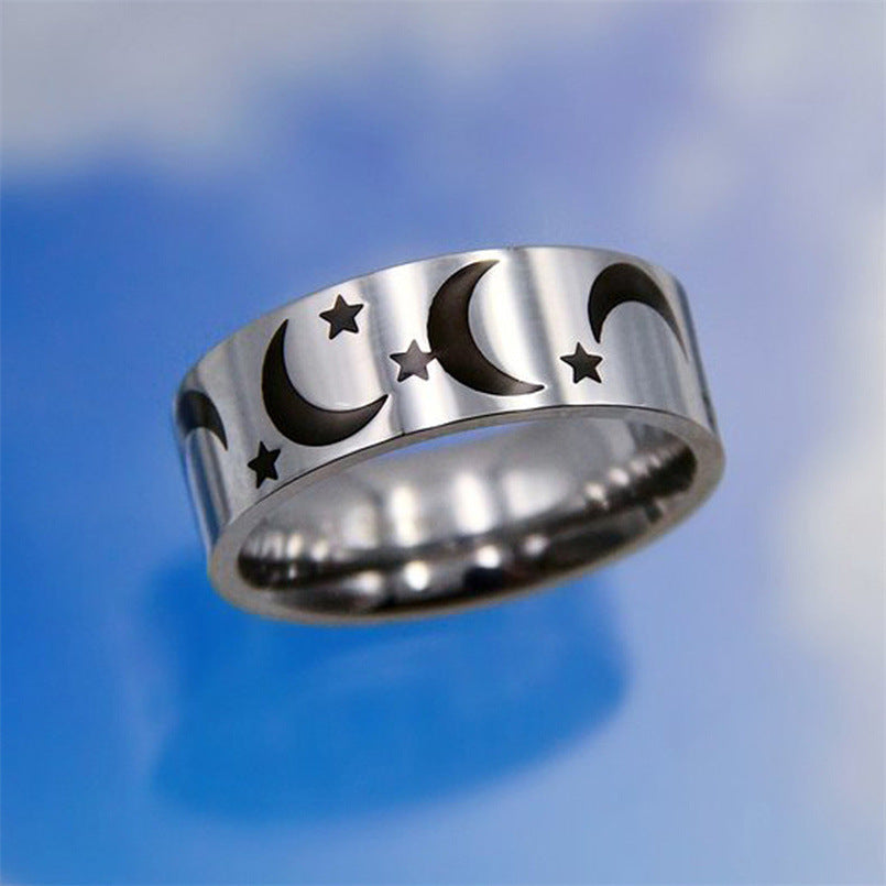 Retro Punk Titanium Steel Moon Thorns Ring