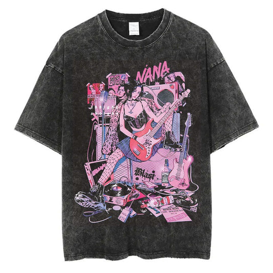 Harajuku Street Pattern Vintage Cotton T-Shirt