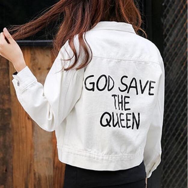 God Save The Queen Harajuku Denim Bomber Jacket