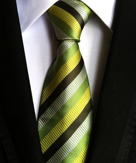 Classic Yellow & Navy Blue Striped Silk Tie