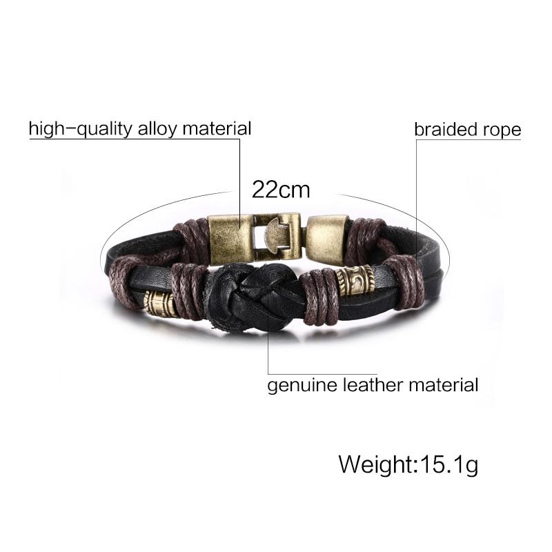 Harajuku Leather Bracelet with Bronze Alloy Buckle