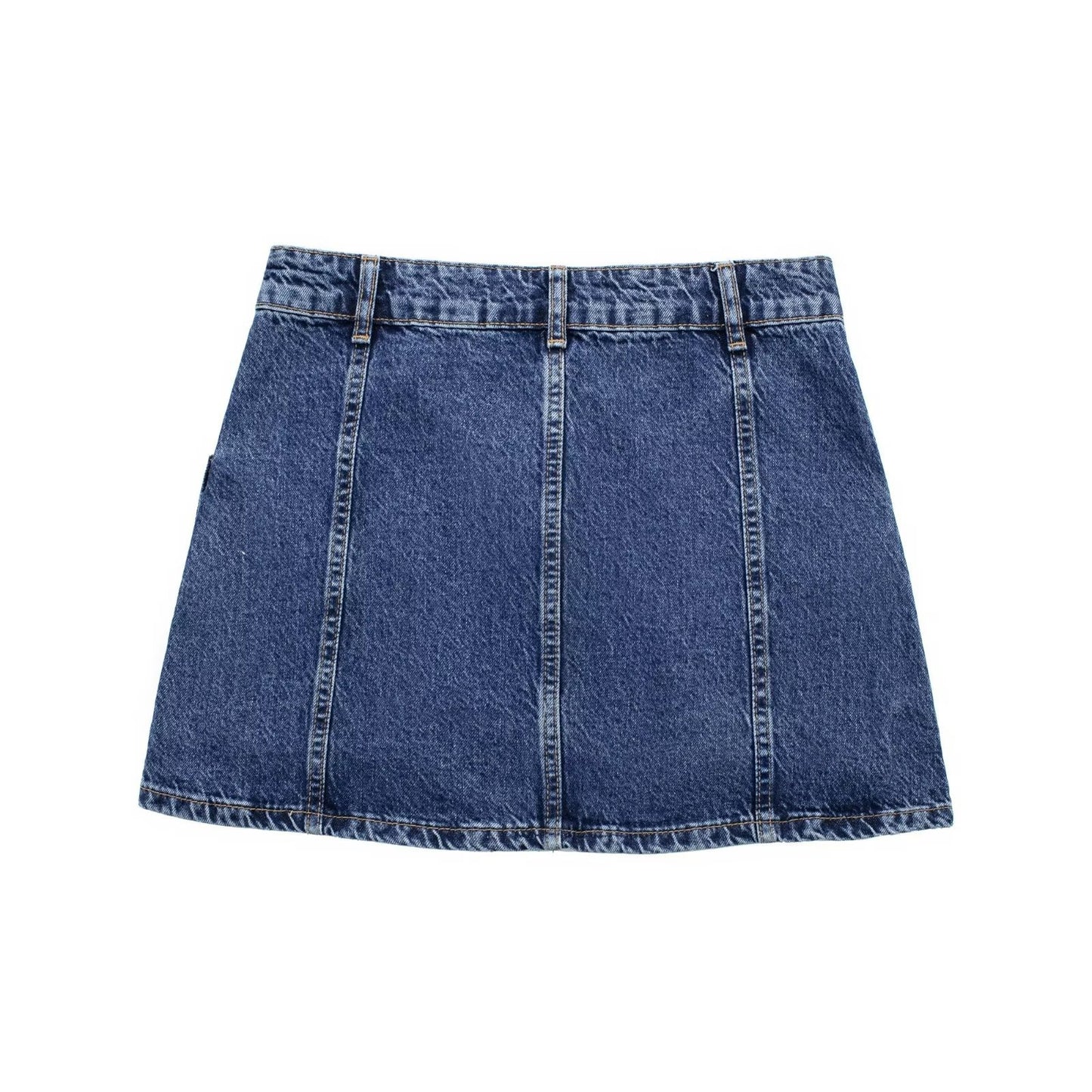Mini High Waist Denim Skirt Personalized Street Work Pocket Half Skirt