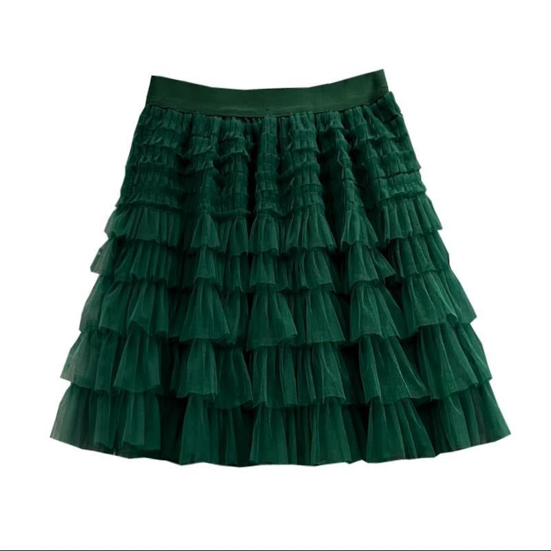 Layered Mesh Skirt for Women - A-Line Fluffy Mini Skirt