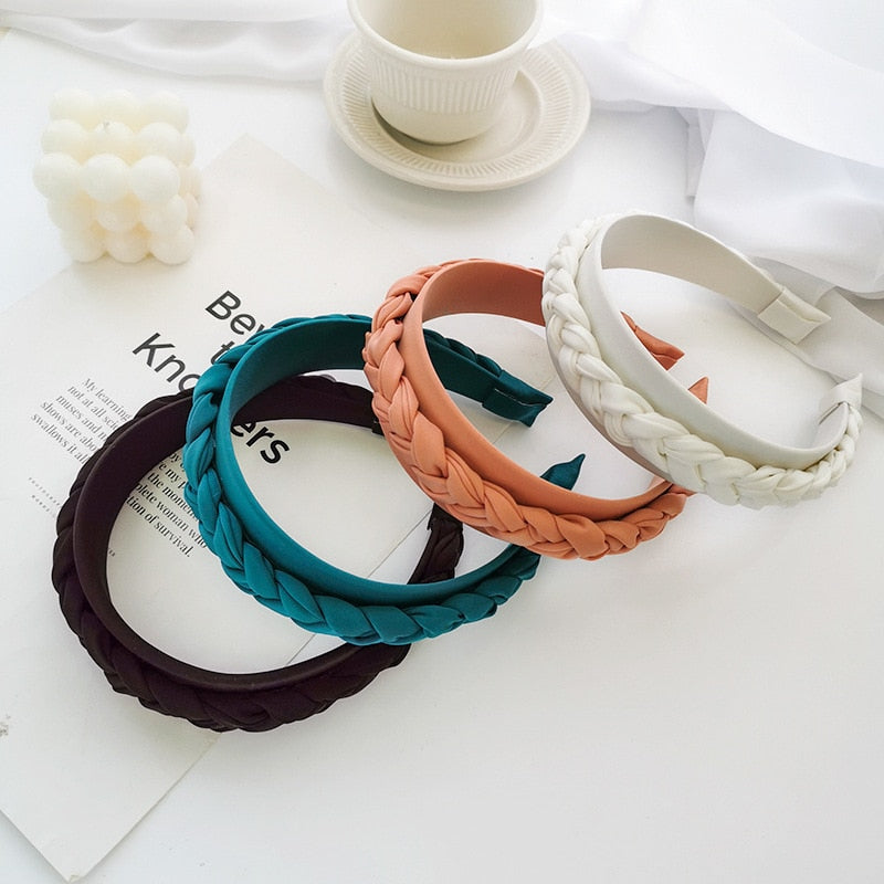 Hair Hoop Solid Color Braided Headband