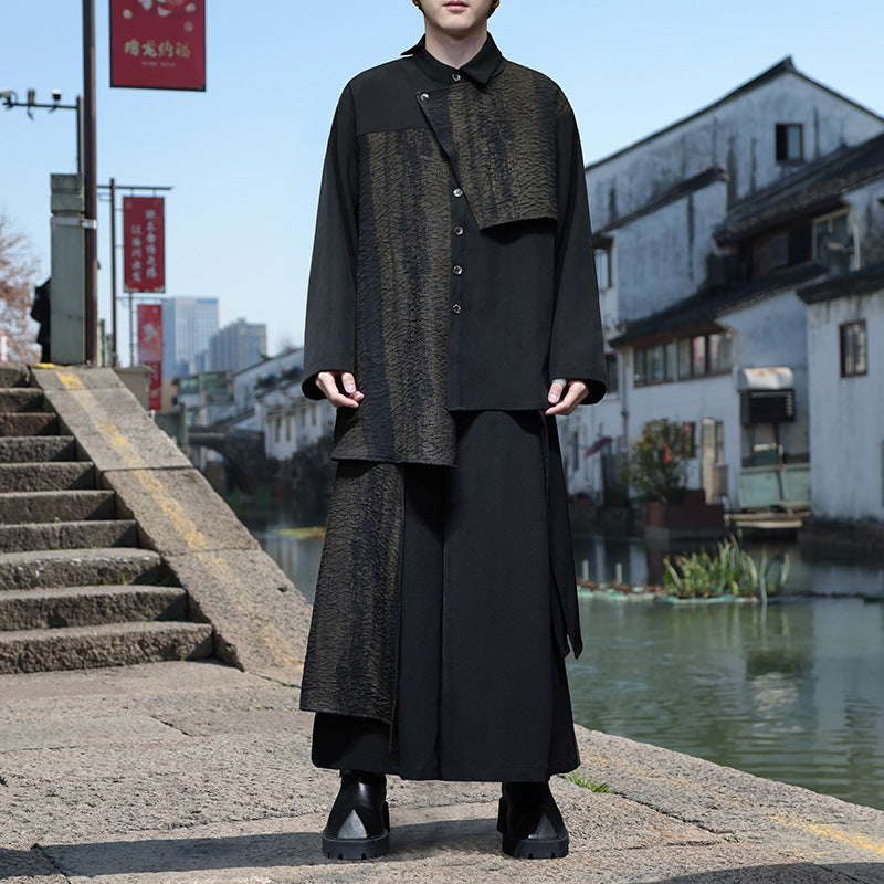 Harajuku Style Tie Dye Irregular Splicing Shirt & Pants Set