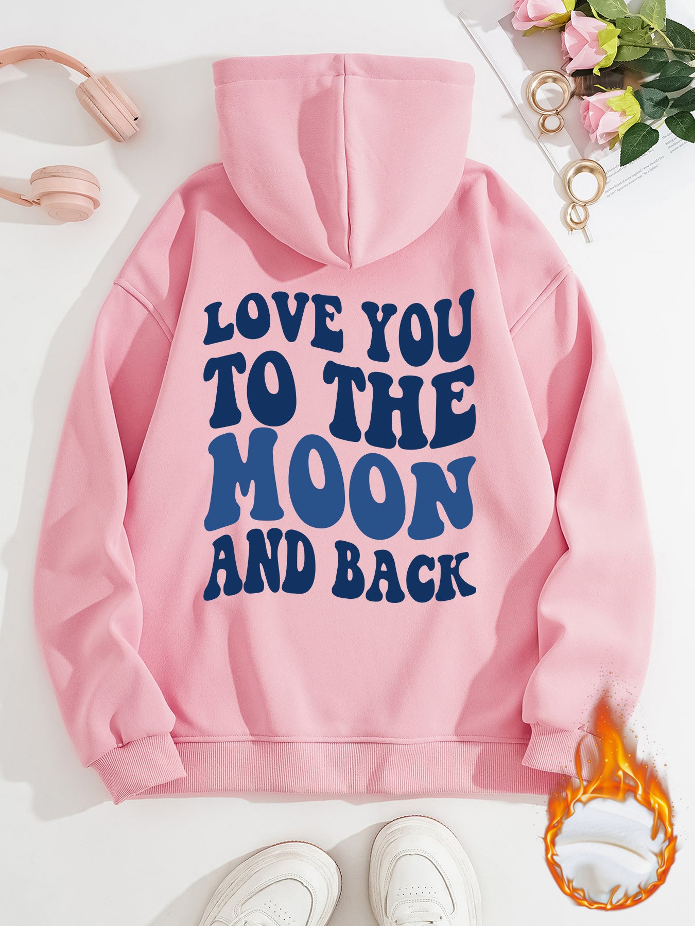 Hooded Long Sleeve Fleece Hoodie with Kangaroo Pocket