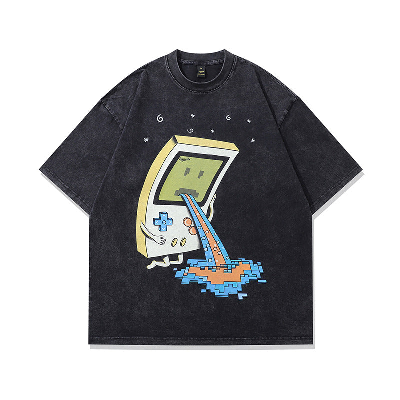 Men's Retro Cartoon Print Loose Fit T-Shirt