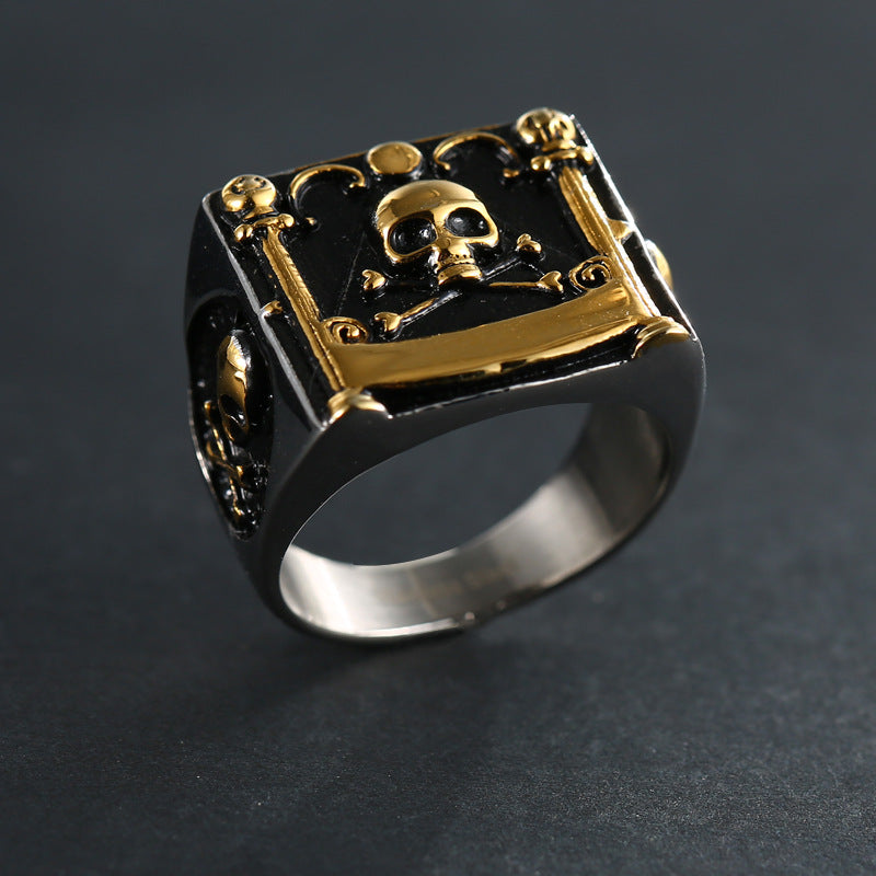 Harajuku Style Silver Plated Skull Ring for Men