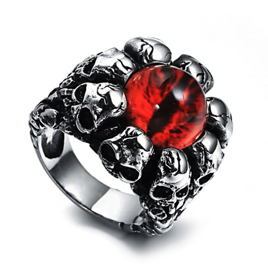 Gothic Skull Biker Ring - Stainless Steel Punk Jewelry for Men