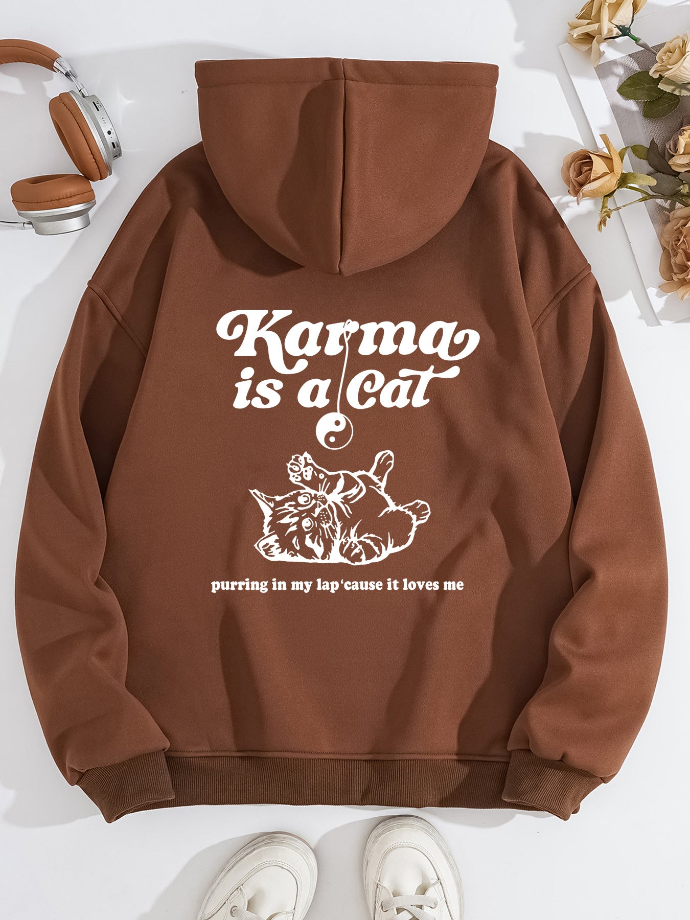 Hooded Long Sleeve Fleece Hoodie with Kangaroo Pocket