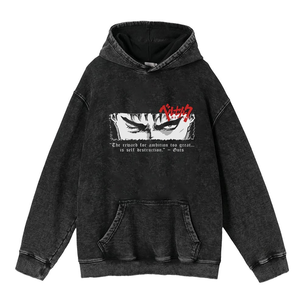 Harajuku Retro Washed Hoodie - Hip-Hop Sword Style