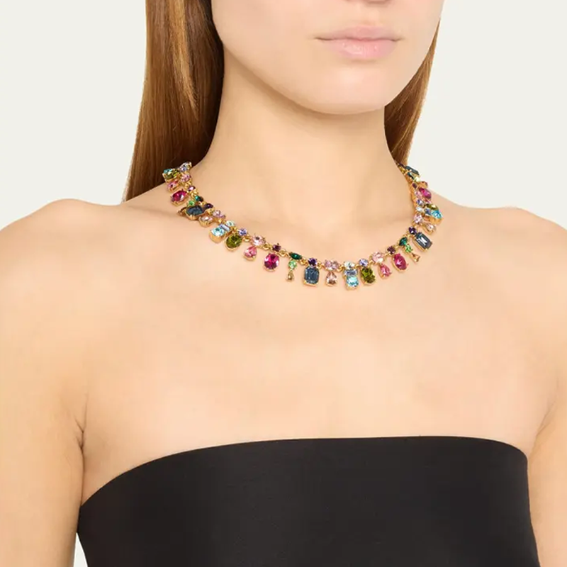 Colorful Stones Gold Necklace