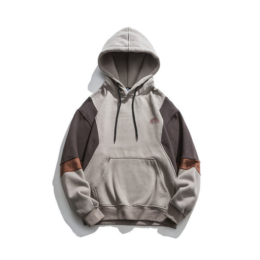 Harajuku Style Color Blocked Hooded Sweatshirt for Men