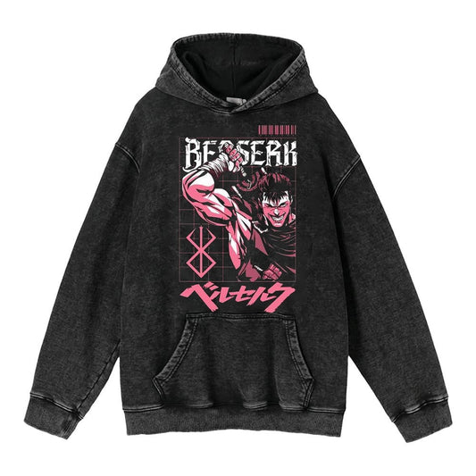 Harajuku Retro Washed Hoodie - Hip-Hop Sword Style