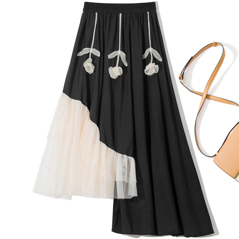 Harajuku Style Floral Asymmetric Skirt