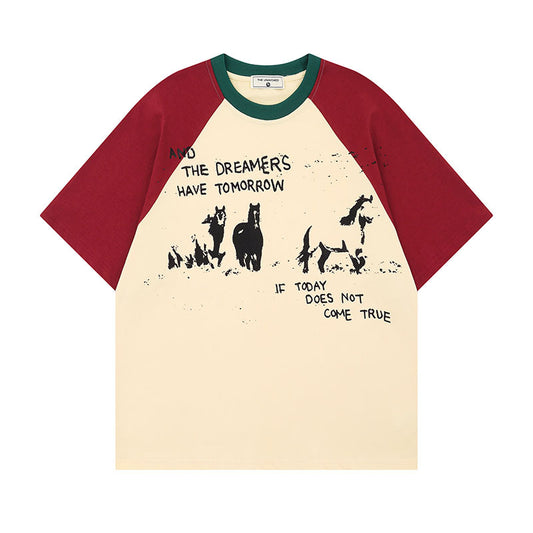 Harajuku Style Pure Cotton Short Sleeve T-Shirt for Couples