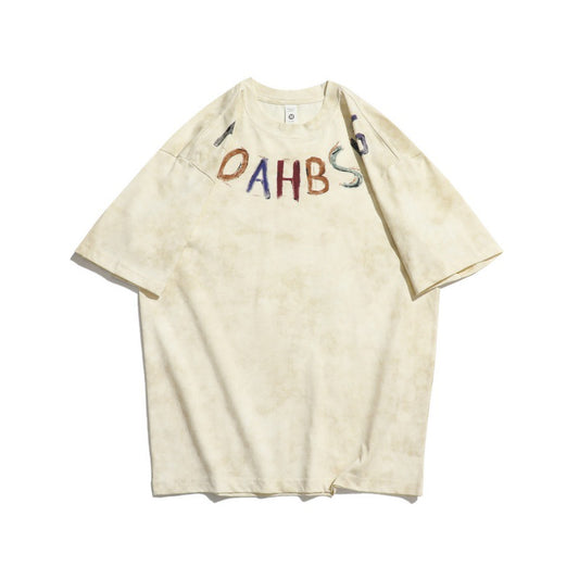 Harajuku Graffiti Letter Printed Round Neck T-Shirt