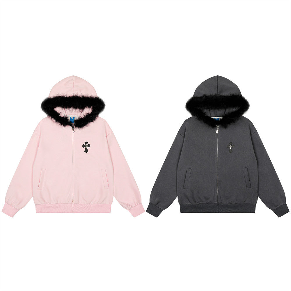 Sanskrit Letter Cross Print Hoodie