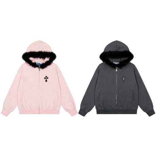 Sanskrit Letter Cross Print Hoodie