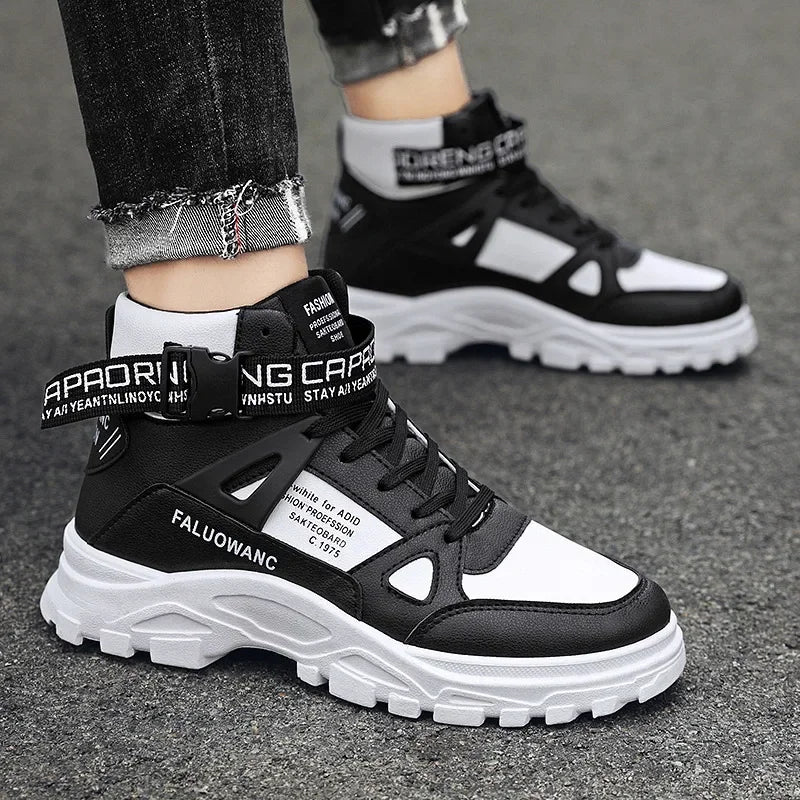 Men's Casual Fashion Ankle Boots - Retro Sports Platform Sole Height Increasing Lace-up Shoes