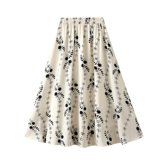 Harajuku Style A-Line Midi Skirt - Summer Printed High Waist