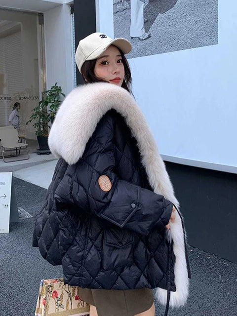 Oversized Fluffy Faux Fur Winter Duck Down Jacket