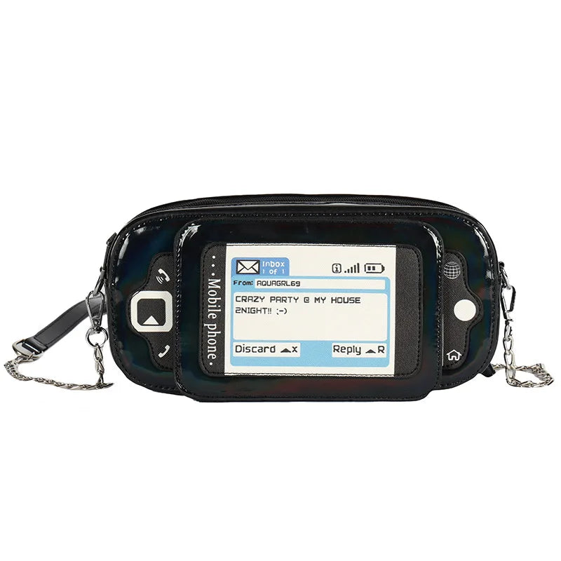 Playful Mobile Phone Shape Chain Crossbody Bag