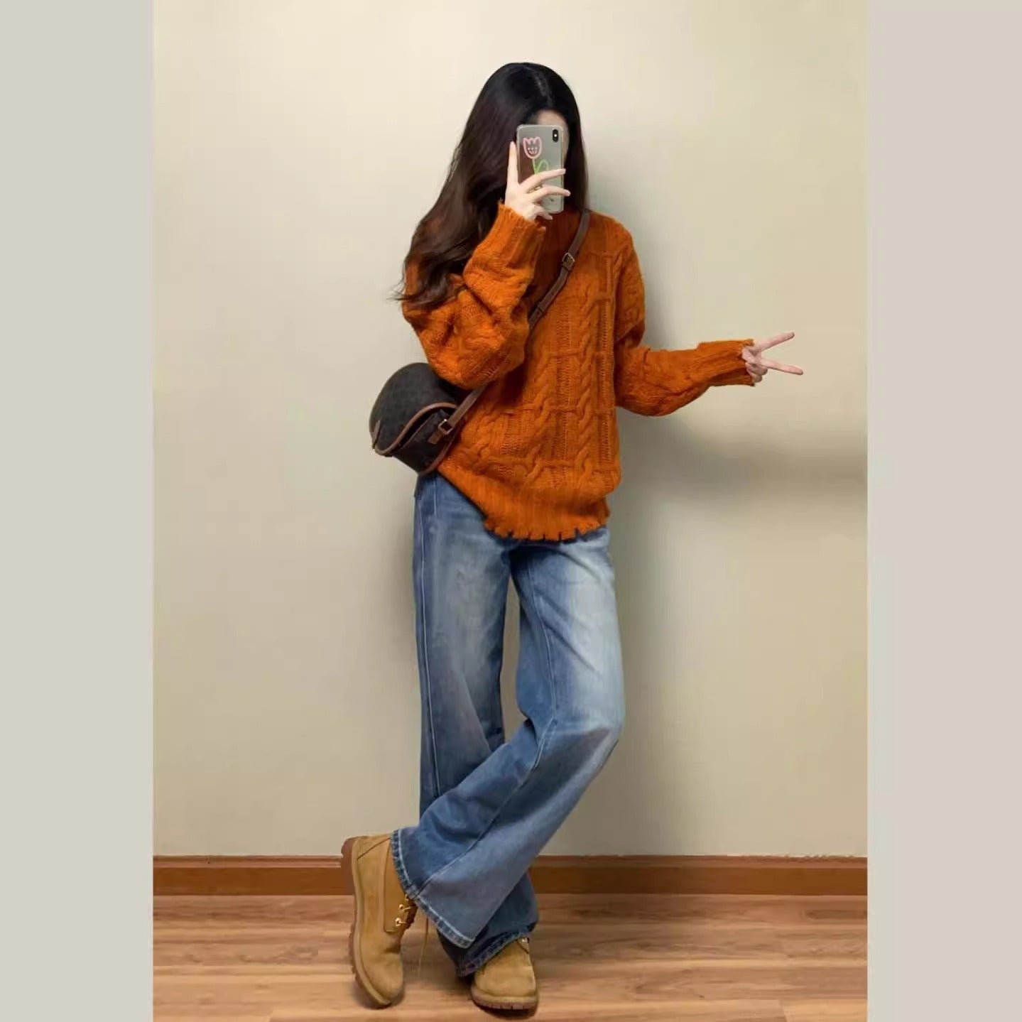 Orange Pumpkin Knit Sweater - Soft and Cozy Knitted Top