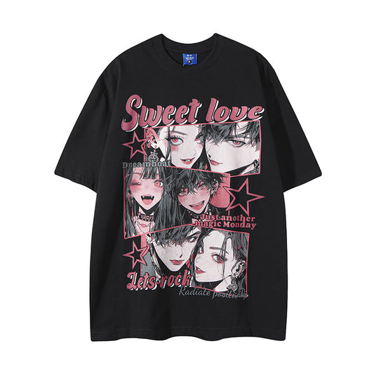 Retro Comic Print T-Shirt for Men - Harajuku Style