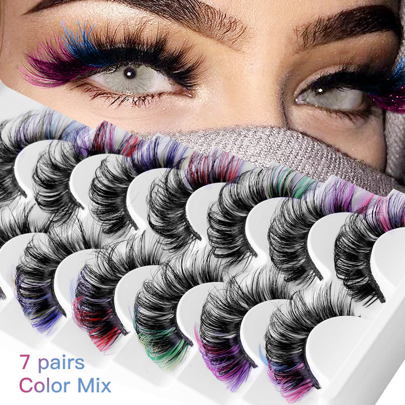 7 Pairs of Colorful Multi-Layer Thick Mink Eyelashes