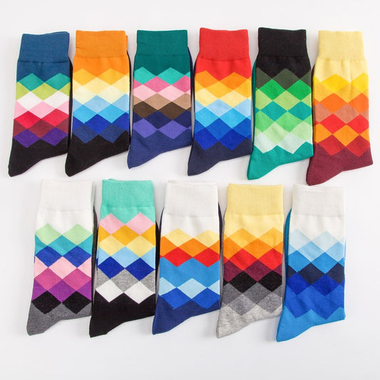 Colorful Diamond Harajuku Style Men's Tube Socks