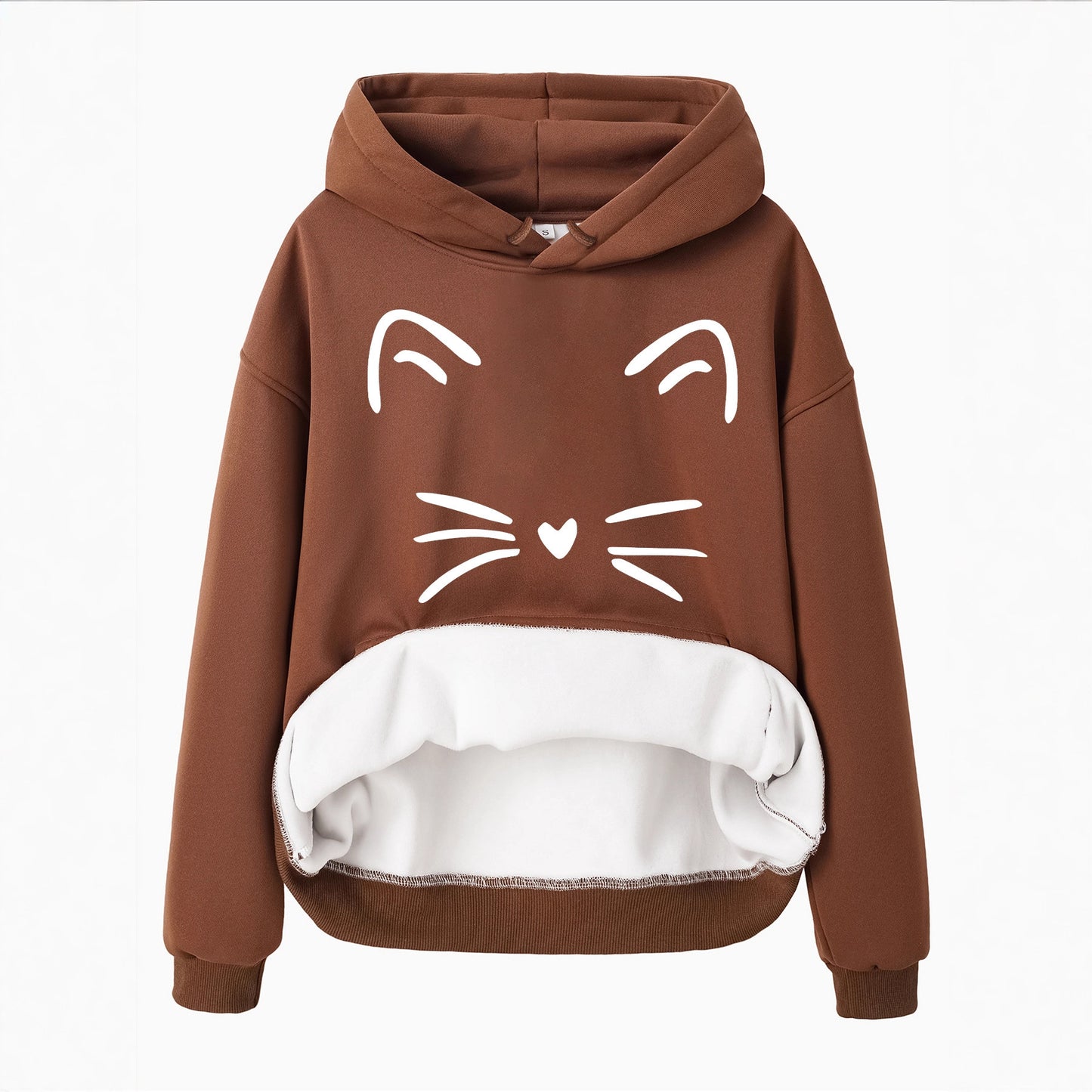 Hooded Long-Sleeve Fleece Hoodie with Kangaroo Pocket