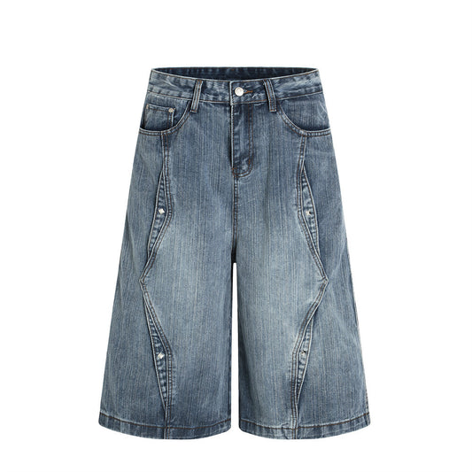 Riveted Loose Fit Denim Shorts - Street Style