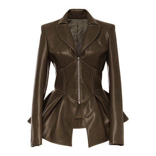 Harajuku Style Black Gothic Faux Leather Jacket for Women