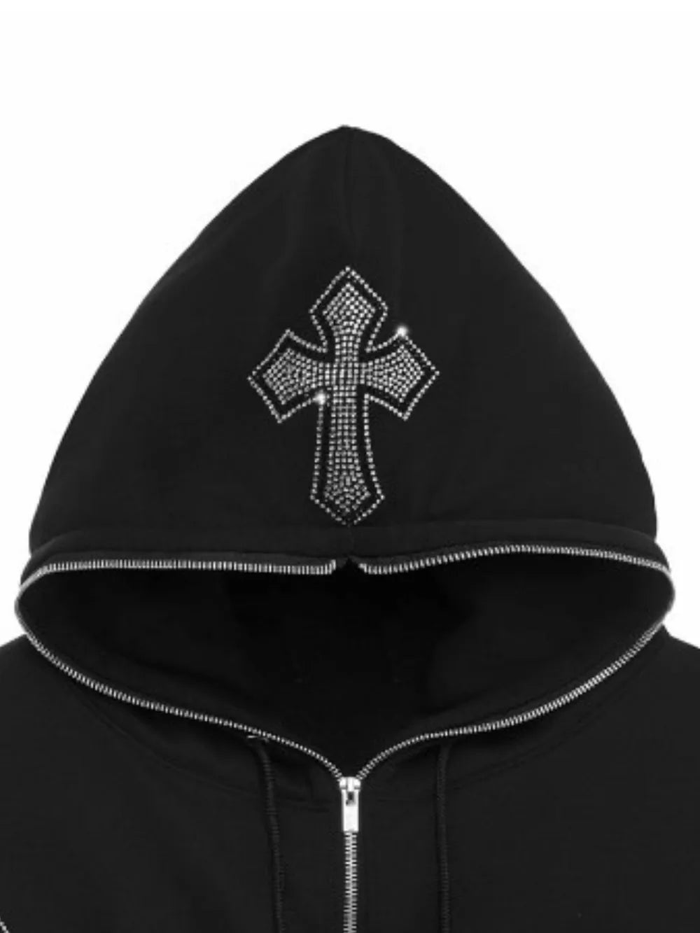 Men's Gothic Rhinestone Pocketed Hoodie