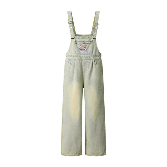 Embroidered Denim Overalls - Harajuku Style