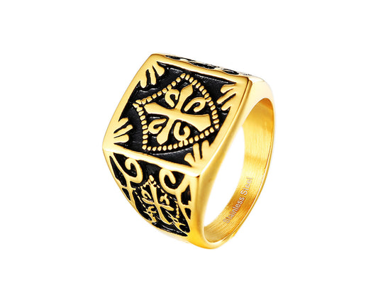 Vintage Gold Geometric Open Ring - Unisex Handmade Jewelry