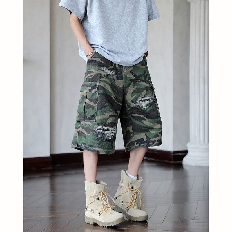 Playful Camouflage Workwear Jeans - Men's Straight Leg