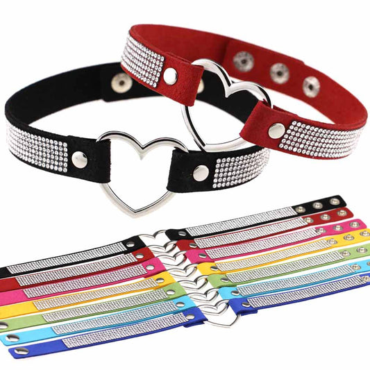 Harajuku Soft Girl Rhinestone Heart Collar Necklace