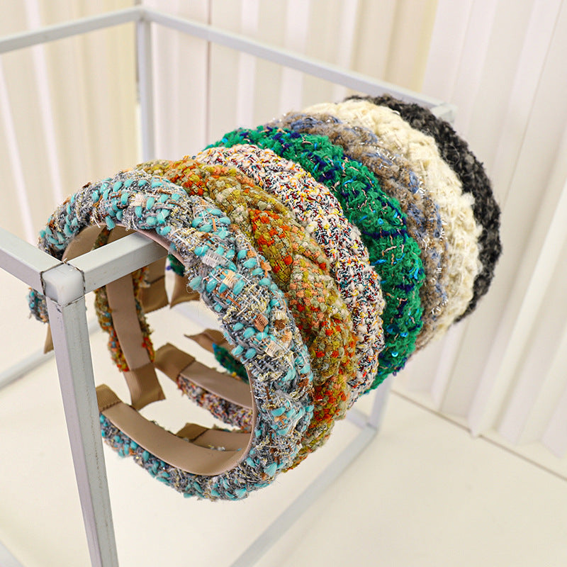 Autumn and Winter Plaid Woolen Headband