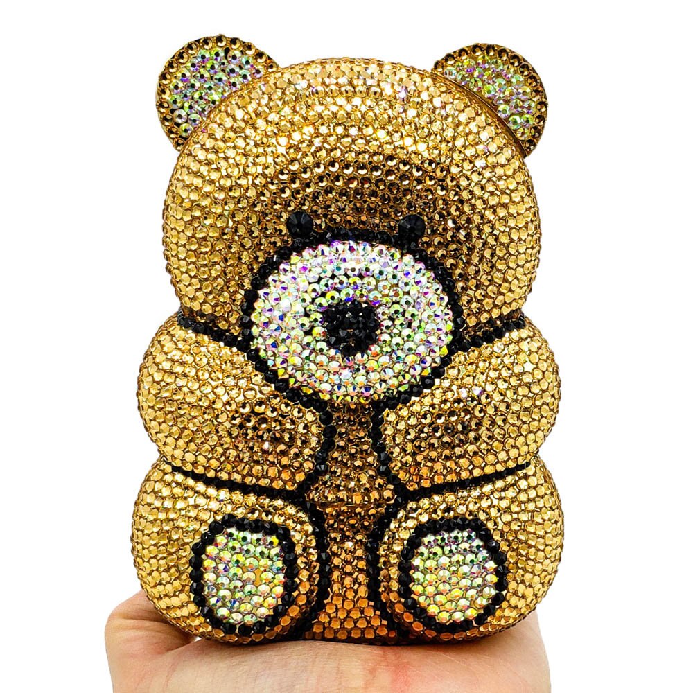 3D Bear Teddy Evening Clutch - Rhinestone Handbag
