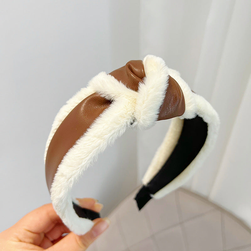 Vintage Rabbit Hair Imitation Leather Headband