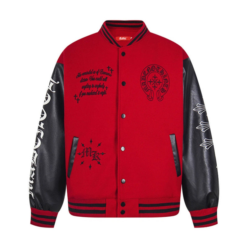 Stitch Design Baseball Jacket, Unisex High Street Loose Fit Coat