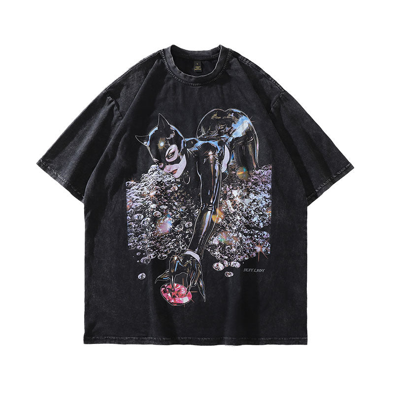Men's Retro Rock Print T-Shirt - American Punk Style